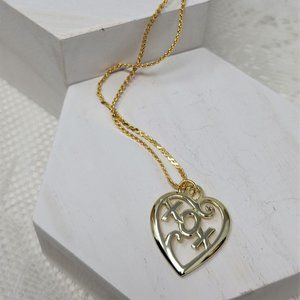 Heart Necklace Cut Out XOX Design Gold tone